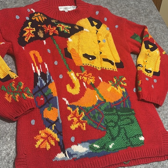 Vintage 1994 Raincoat Duck Sweater The Eagle's Eye W S~M - Picture 2 of 7